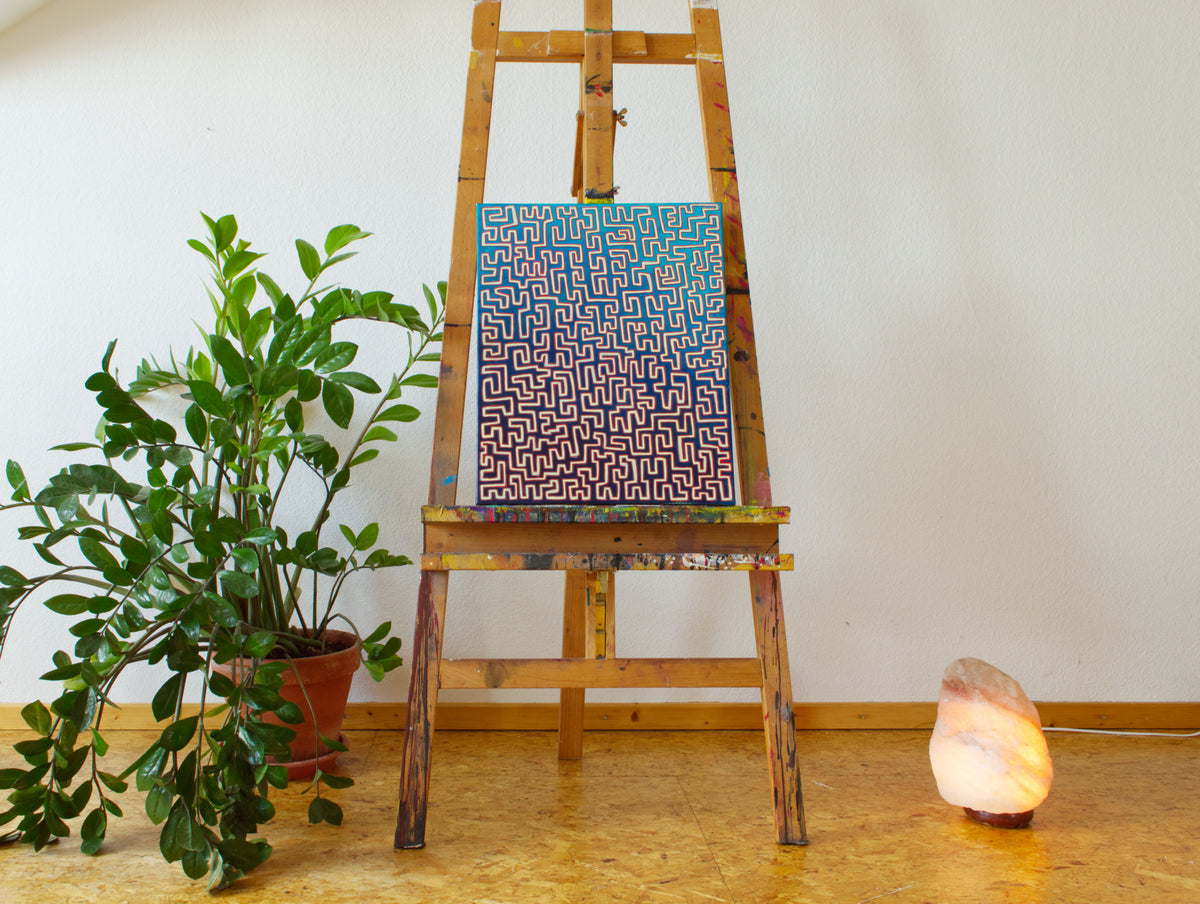 Geschlossen Blau Gelb